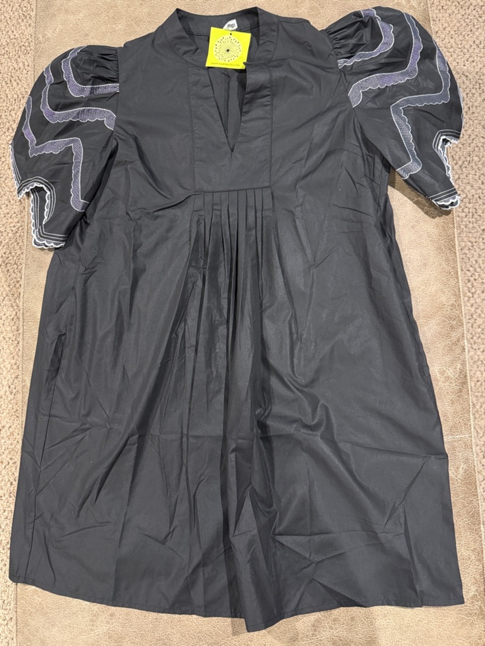 glam Black Mini Dress with White Trim